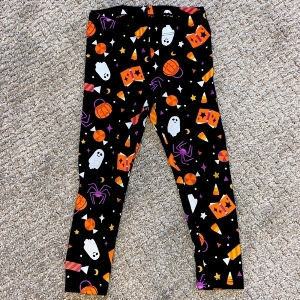 NWT Cat & Jack Black Halloween Leggings 5T Fall October Candy Pumpkin Spider New